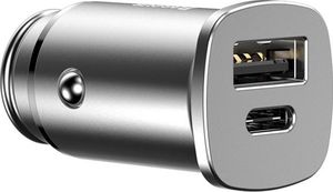 Ładowarka Baseus Baseus Square PPS inteligentna ładowarka samochodowa z portami USB Quick Charge 4.0 QC 4.0 i USB-C PD 3.0 SCP srebrny (CCALL-AS0S) uniwersalny 3