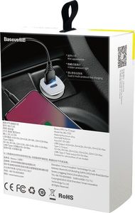 Ładowarka Baseus Baseus Square PPS inteligentna ładowarka samochodowa z portami USB Quick Charge 4.0 QC 4.0 i USB-C PD 3.0 SCP srebrny (CCALL-AS0S) uniwersalny 6