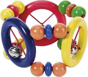 Goki Grzechotka drewniana , piłka do zabawy dla dzieci, pierścienie dotykowe 9 cm uniw 1