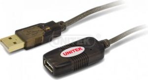 Kabel USB Unitek Przedłużacz aktywny USB 2.0, AM-AF, 5m, czarny, Y-250 1