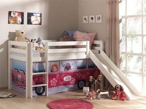 Vipack Drewniane łóżko piętrowe dla dzieci Pino ze zjeżdżalnią - sosna biała uniw 1