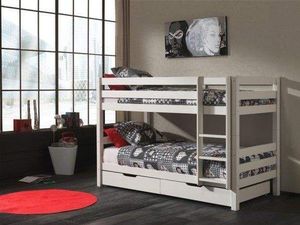 Vipack Drewniane łóżko piętrowe dla dzieci Pino - sosna biała uniw 1