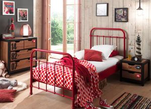 Vipack Metalowe łóżko New York dla dziecka - czerwone 96x212 cm uniw 1