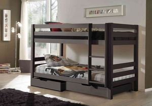 Vipack Drewniane łóżko dla dzieci piętrowe Pino - sosna ciemnoszara uniw 1
