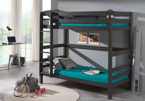 Vipack Drewniane łóżko dla dzieci piętrowe Pino sosna ciemnoszara uniw 1