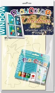 PlayColor Farby do szyb 6 kolorów + 2 szablony Christmas 1