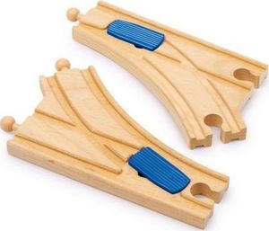 Small Foot Dodatki do kolejki drewnianej do zabawy dla dzieci. Rozjazdy (4 elementy) uniw 1