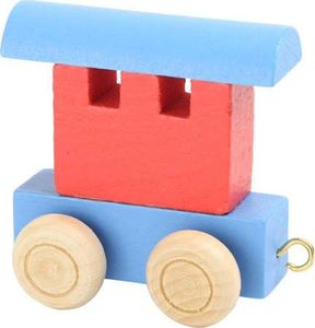 Small Foot Wagonik drewniany do pociągu LITERKA - czerwono-niebieski uniw 1