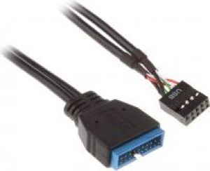 Akasa USB 19 pin - USB 9 pin, 0.1m, Czarny (AKCBUB1910BK) 1