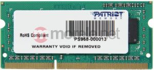 Pamięć do laptopa Patriot DDR3 SODIMM 4GB 1333MHz CL9 (PSD34G133381S) 1