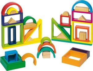 Goki Drewniane klocki dla dzieci - TĘCZA, 38 elementów, zabawki Montessori uniw 1