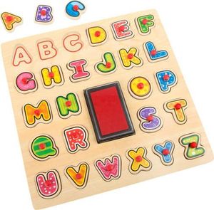 Small Foot Zestaw stempelków z literkami do nauki alfabetu dla dzieci, pomoce montessori uniw 1
