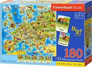 Castorland Puzzle 180 Mapa Europy z quizem 1