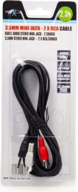 Kabel Natec Jack 3.5mm - RCA (Cinch) x2 2.5m czarny (NKA0424) 1