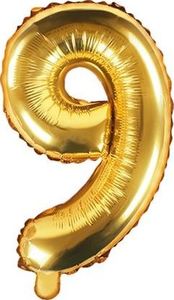 Party Deco Balon foliowy Cyfra "9", 35cm, złoty uniwersalny 1