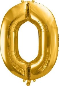 Party Deco Balon foliowy Cyfra "0", 86cm, złoty uniwersalny 1