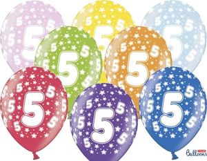 Party Deco Balon urodzinowy, 5th Birthday, metallic mix, 30 cm, 50 szt. uniwersalny 1