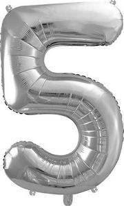 Party Deco Balon foliowy Cyfra "5", 86cm, srebrny uniwersalny 1