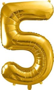 Party Deco Balon foliowy Cyfra "5", 86cm, złoty uniwersalny 1