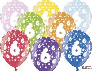 Party Deco Balon urodzinowy, 6th Birthday, metallic mix, 30 cm, 50 szt. uniwersalny 1