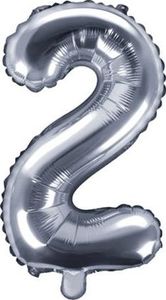 Party Deco Balon foliowy Cyfra "2", 35cm, srebrny uniwersalny 1