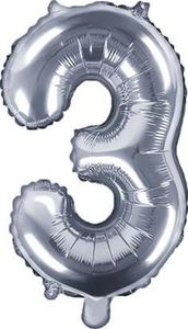 Party Deco Balon foliowy Cyfra "3", 35cm, srebrny uniwersalny 1