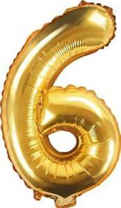 Party Deco Balon foliowy Cyfra "6", 35cm, złoty uniwersalny 1
