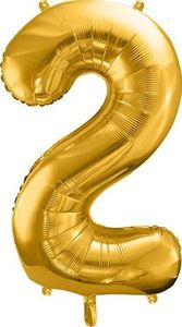 Party Deco Balon foliowy Cyfra "2", 86cm, złoty uniwersalny 1