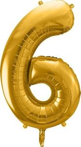 Party Deco Balon foliowy Cyfra "6", 86cm, złoty uniwersalny 1
