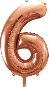 Party Deco Balon foliowy Cyfra "6", 86cm, różowe złoto uniwersalny 1