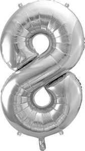 Party Deco Balon foliowy Cyfra "8", 86cm, srebrny uniwersalny 1