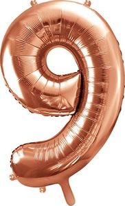 Party Deco Balon foliowy Cyfra "9", 86cm, różowe złoto uniwersalny 1