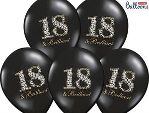 Party Deco Balon urodzinowy, 18 & Brilliant, pastelowy czarny, 30cm, 6 szt. uniwersalny 1