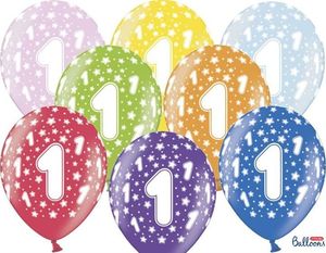Party Deco Balon urodzinowy, 1st Birthday, metallic mix, 30 cm, 50 szt. uniwersalny 1