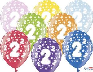 Party Deco Balon urodzinowy, 2nd Birthday, metallic mix, 30 cm, 50 szt. uniwersalny 1