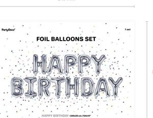 Party Deco Balon foliowy HAPPY BIRTHDAY, srebrny, 340x35 cm uniwersalny 2