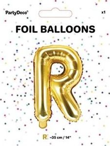 Party Deco Balon foliowy Litera "R", 35cm, złoty uniwersalny 1