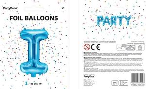 Party Deco Balon foliowy Litera "I", niebieski, 35cm uniwersalny 1