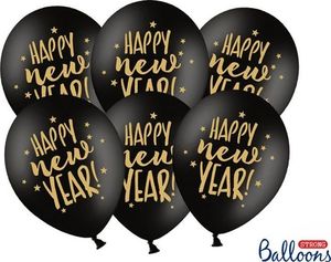 Party Deco Balony, Happy New Year, czarne, 30 cm, 50 szt. uniwersalny 1