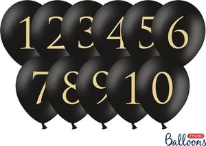 Party Deco Balony, cyfry, czarne, 30 cm, 11 szt. uniwersalny 1