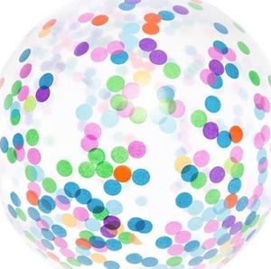 Party Deco Balon olbrzym, kolorowe konfetti, transparentny, 1 m. uniwersalny 1