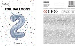 Party Deco Balon foliowy Cyfra "2",holograficzny, 35 cm uniwersalny 1