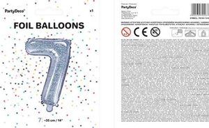 Party Deco Balon foliowy Cyfra "7",holograficzny, 35 cm uniwersalny 1