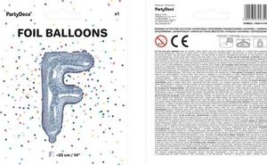 Party Deco Balon foliowy Litera "F",holograficzny, 35 cm uniwersalny 1