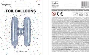 Party Deco Balon foliowy Litera "H",holograficzny, 35 cm uniwersalny 1