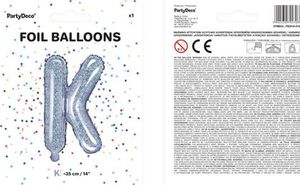 Party Deco Balon foliowy Litera "K",holograficzny, 35 cm uniwersalny 1