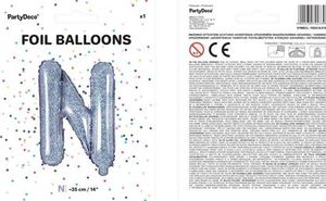 Party Deco Balon foliowy Litera "N",holograficzny, 35 cm uniwersalny 1