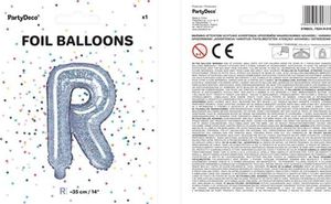 Party Deco Balon foliowy Litera "R",holograficzny, 35 cm uniwersalny 1