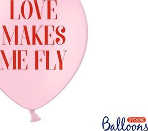 Party Deco Balony Strong, Love makes me fly, różowe, 30 cm, 6 szt. uniwersalny 1