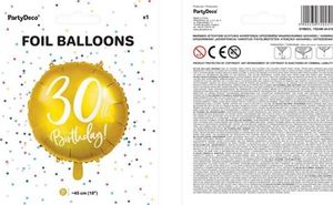 Party Deco Balon foliowy 30th Birthday, złoty, 45 cm uniwersalny 2